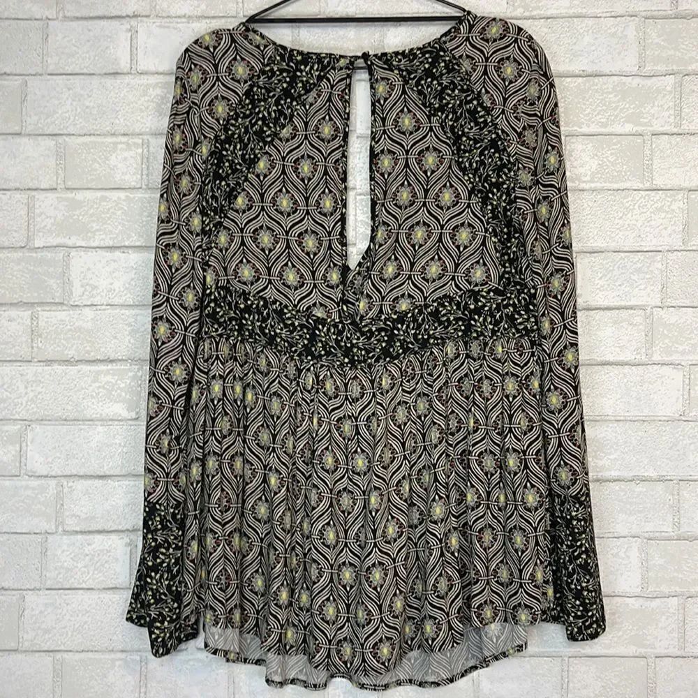 Free People Rolling Hills Floral Bell Sleeve Top S